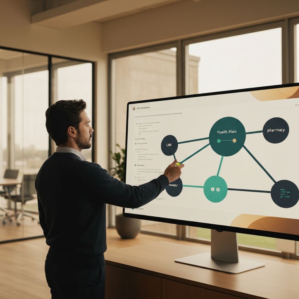 Platform engineer reviewing API integration architecture for healthcare systems
